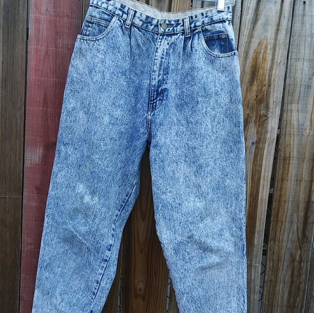 Vintage 80's pleated acid wash jeans